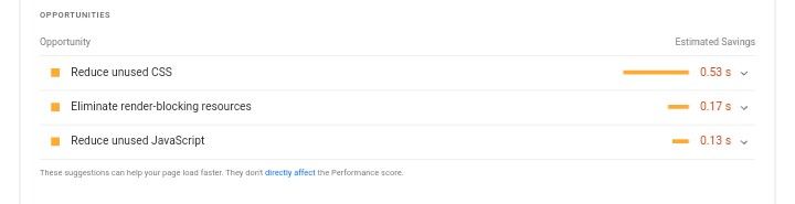 Opportunity Section PageSpeed Insight.
