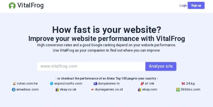 VitalFrog enter URL